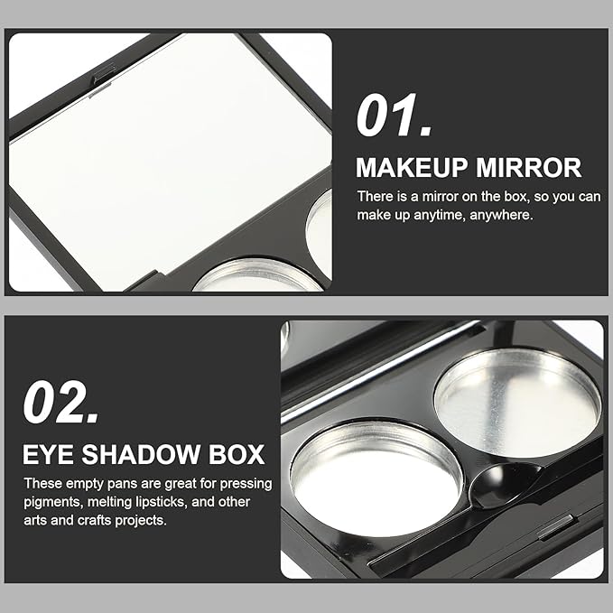 Empty Magnetic Eyeshadow Makeup Palette with 2Pcs Round Metal Pans,Magnetic Makeup Palette, Empty Makeup Palette，Aluminum Blush Empty Magnetic Eyeshadow Case,Customizable Beauty Organizer