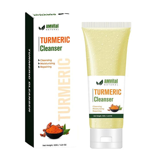 Turmeric Face Wash - Turmeric Facial-Cleanser with Aloe Vera, Vitamin E, and Natural Extracts - Lightweight Daily Gel Face Wash for All Skin Types - 120ml