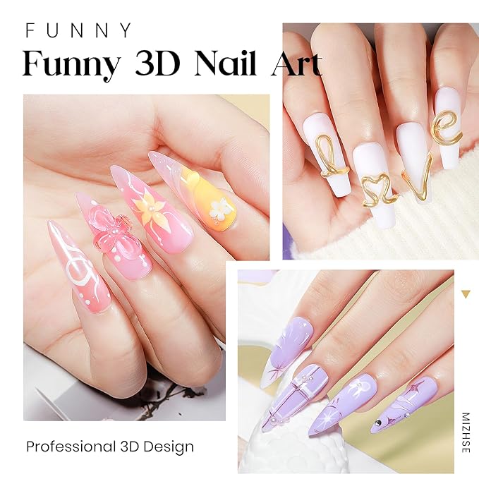MIZHSE Solid Builder Gel for Nails, Clear Non-Sticky Sculpting Gel, 3D Nail Art Carving Building Modeling Hard Nail Extension Soak Off UV/LED Nail Art Salon Home DIY 15g