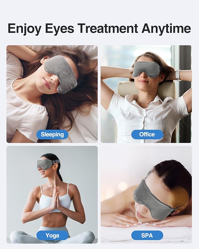 Luxtude Heated Eye Masks for Dry Eyes with Flaxseed & Lavender, Microwave Warm Eye Compress Moist Heat, Weighted Eye Mask for Sleeping, Hot Stye Eye Compress for Puffy Eyes, Dark Circles (Gray)