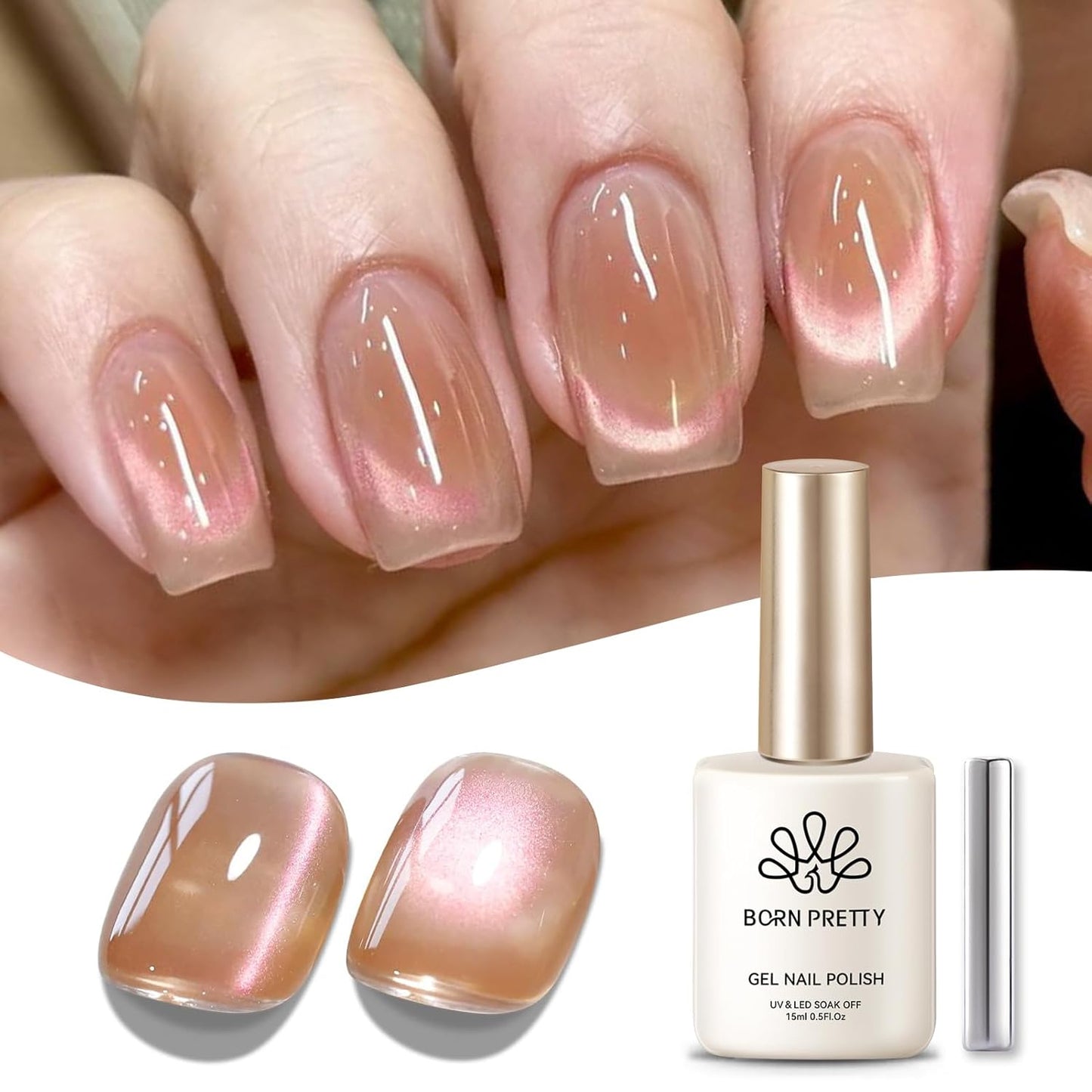 BORN PRETTY Cat Magnetic Eye Gel Nail Polish Crystal Light Vei Magnetic Gel Polish Nail Art Manicure DIY at Home 15ML