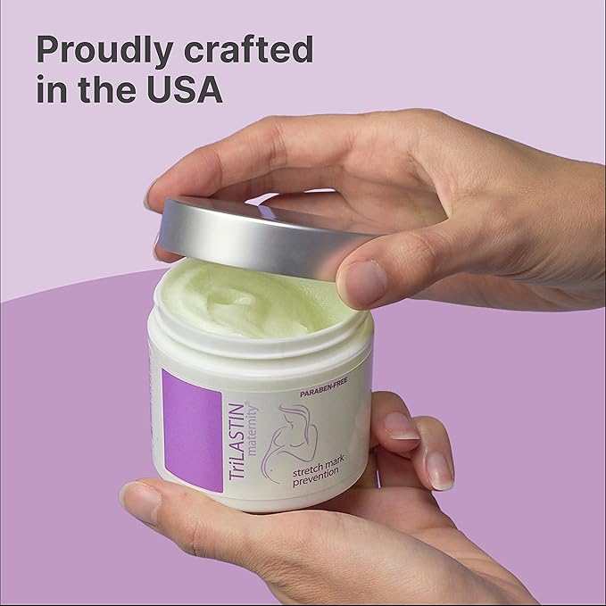 TriLASTIN Maternity Stretch Mark Prevention Cream (4Oz) - Hypoallergenic & Paraben-Free for Pregnancy & Postpartum - Maternity Belly Cream (2 Pack)