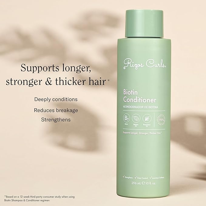 Rizos Curls Biotin Conditioner Deeply Moisturize & Reduce Breakage with Biotin, Coconut Oil & Aloe Vera Softens & Detangles All Hair Types Straight, Wavy, Curly Sulfate & Paraben Free