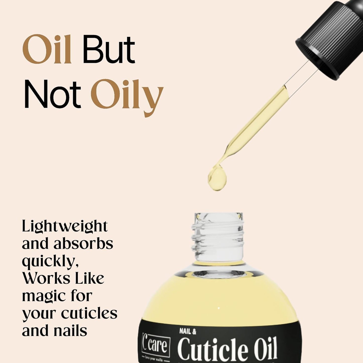 C CARE Sweet Almond Cuticle Oil For Nails - Repairs Cuticles Overnight - Moisturizes and Strengthens Nails and Cuticles - Dropper & Brush included - 2.5oz