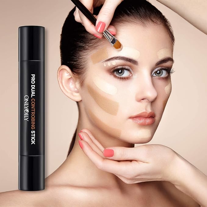 Double-End Contour Highlighter Stick Contour Stick, Face Highlighter, Contour Makeup Contouring Sticks Cream Concealer (2)