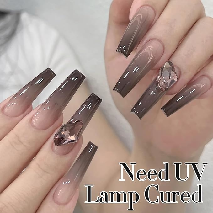 Double Rhythm 0.5Oz Translucent Gel Polish Sheer Neutral Natural Light Milky Same Color Same Bottle 15ML Jelly Gel Polish Nail Art DIY at Home (Black-A1366)