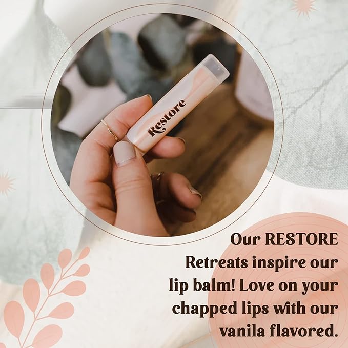 Blessed Is She Restore Lip Balm - Organic Vanilla Chapstick For Hydrating Lips Enriched With Vitamin E, Beeswax, Sunflower Oil, Coconut Oil & Rosemary Extract.