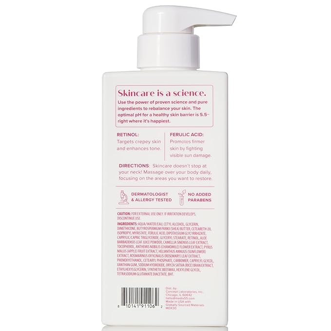 MEDIX Fragrance Free Retinol Body Lotion Crepey Skin Care Treatment | Firming Body & Face Moisturizer | Anti Aging Retinol Cream For Face Targets Loose Crepe Skin, Wrinkles, & Fine Lines, 15 Fl Oz
