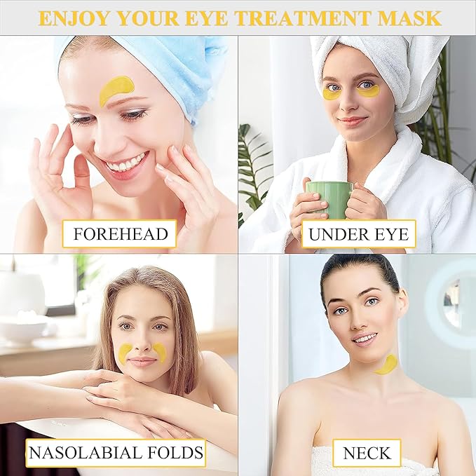 24k Gold Under Eye Patches, Eye Masks for Puffy Eyes 60 pcs, for Dark Circles and Puffiness, Hydrating Eye Mask Skincare, Eye Gel Pads for Eye Bags and Wrinkles Under Eye Treatment