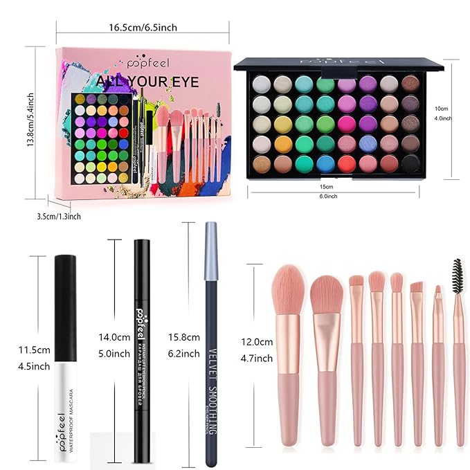 Makeup Kit for Women, Eyeshadow Makeup Gift Set for Teen Girls, Eyebrow Eye Shadow Makeup Kit with 40 Colors Eyeshadow Palette, Mascara, Eyeliner, Eye Brow Pencil, Eye Brush