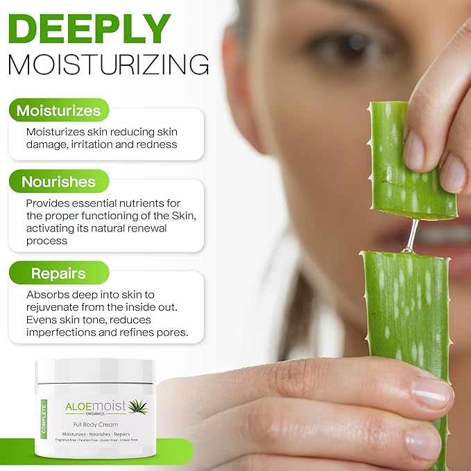 Organic Aloe Vera Lotion - Face & Body Moisturizing Cream with Natural Aloe Vera, Vitamin E Oil, Vitamin C, Retinol Cream, Shea Butter – Anti Aging Face Moisturizer for Women, Dry Skin (8 oz)