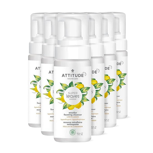 ATTITUDE Micellar Foaming Facial Cleanser, EWG Verified, Dermatologically Tested, Plant and Mineral-Based, Vegan, Earl Grey & Cucumber Scent, 5 Fl Oz (Pack of 6)