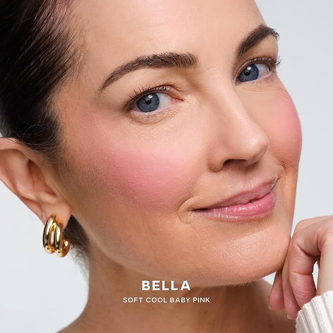 Saie SuperSuede Baked Blush - Talc-Free Powder Blush for All Day Wear - Enriched with Plant-Derived Squalane + Glycerin to Help Moisturize Dry Skin - Bella (0.1 Ounce)