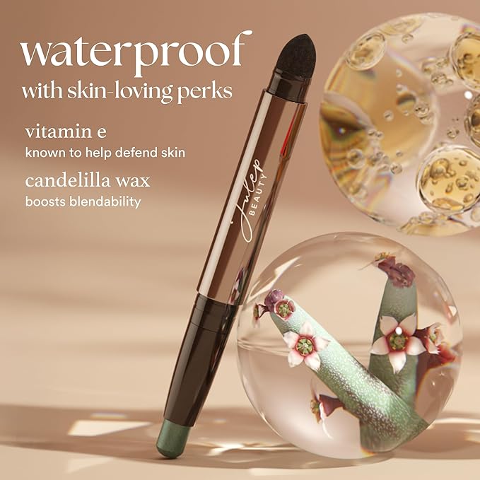 Julep Eyeshadow 101 Cream-to-Powder Waterproof Shadow Stick – Evergreen Shimmer – Long-Lasting, Crease-Proof, Deep Green Shimmer Cream Eyeshadow with Built-in Smudger