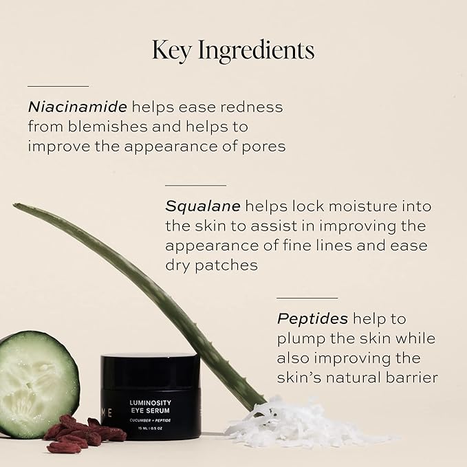 DIME Beauty Luminosity Eye Serum, Eye Cream for Dark Circles and Puffiness, Caffeine Eye Cream, Puffy Eyes Treatment, 0.5 oz / 15 mL