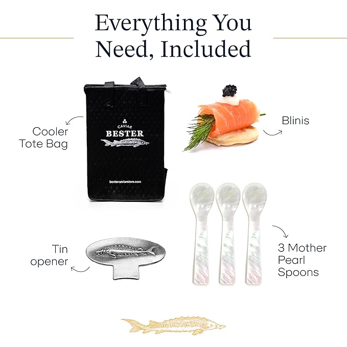 OVERNIGHT GUARANTEED, BESTER Premium Russian Osetra Sturgeon Caviar - 3 tins of 1 oz -30G (Trio Pack) - Malossol Ossetra Black Roe - Premium Quality, Traditional Style, imported
