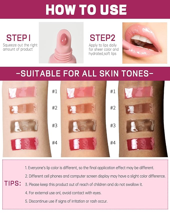 Tinted Lip Balm-1Pcs Raspberry Peptide Hydrating Lip Tint Moisturizer,Jelly Glossier Lip Treatment Balm,Non-Stick Lip Care Glow Reviver Lip Oil,Yummy Glowy Lip Gloss,Thanksgiving Makeup for Women-04
