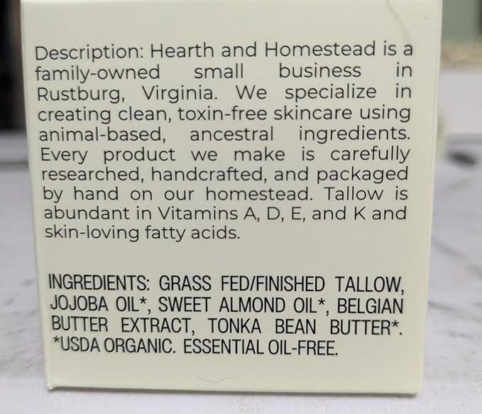 Handmade Whipped Tallow Balm (Butter Almond): Fragrance-Free, No Essential Oils - 1.3 oz