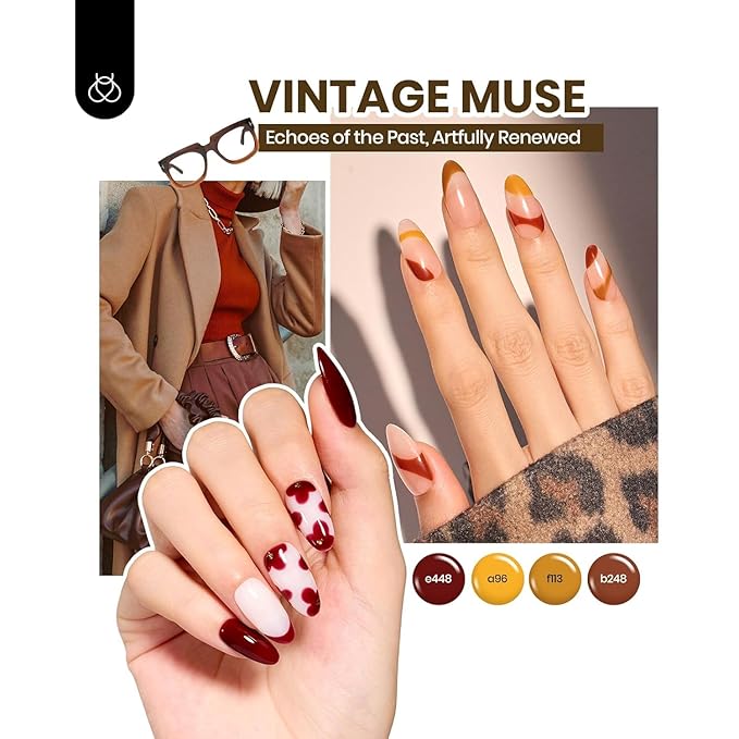 Beetles Gel Nail Polish Set, 60 Colors Fall Uv Gel Polish Kit Jelly Brown Glitter Nude Pink White Red Blue Green Color Nail Polish Base &Glossy Matte Top Coat Gift for Her Women