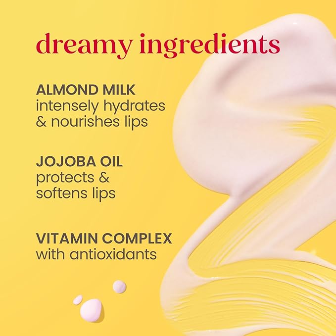 Burt’s Bees Lip Milk, Daily Lip Moisturizer, Sweet Strawberry, Vitamin Enriched Moisturizing Lip Balm with Almond Milk and Jojoba Oil, Hydrating for Softer Lips, 1 Tube, 0.34 Fl Oz