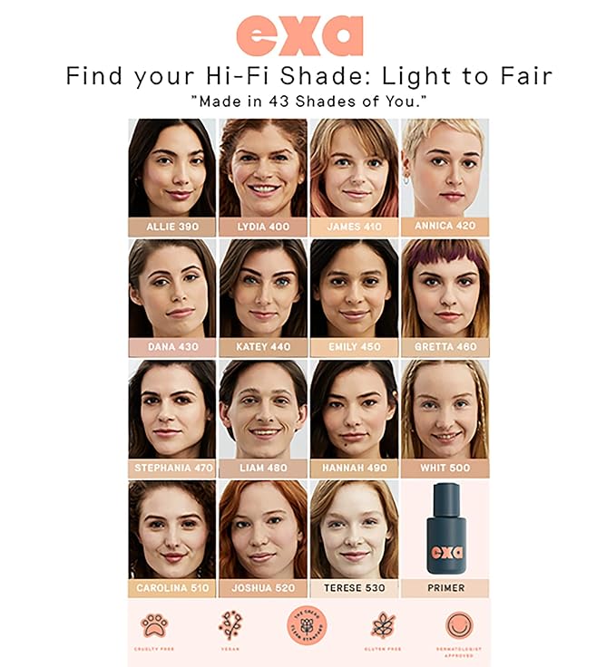 Exa Beauty - Natural High Fidelity Foundation | Clean, Vegan, Cruelty-Free Makeup (Stefania 470)