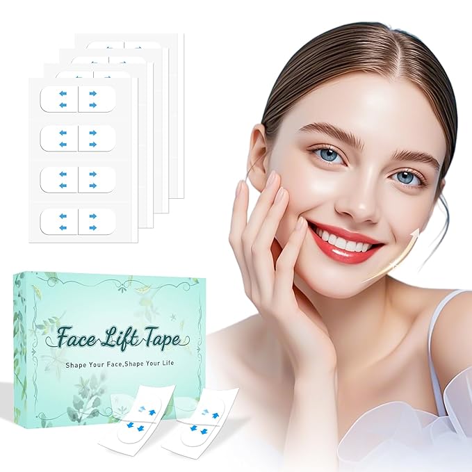 Face Lift Tape Invisible, Facelift Tape for Face, Neck Strips Lift Turkey Neck, Skin Lifting Tapes V Edge Patches for Wrinkle, Jowl, Eye, Double Chin, Loose Sagging Skin (1 Count (Pack of 200))