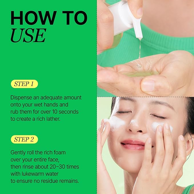 Gel Cleanser, Big Size, Gentle Exfoliation and Face cleanser for Sensitive Skin, Korean Skin Care, Vegan, 6.93 Fl Oz