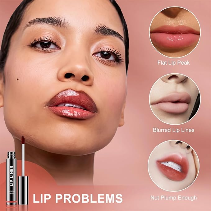 OETUIOW Lip Stain Peel Off, Lip Liner Moisturizing Long-Lasting & Waterproof, Transfer Proof & Plumping, Non-Stick Cup, Black Color