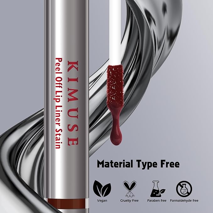 KIMUSE Peel Off Lip Liner Stain, Long Lasting Lip Tint Stain Peel Off, Waterproof, Transfer-Proof, Highly Pigmented Color Peel Off Lip Stain Liner, Matte Finish