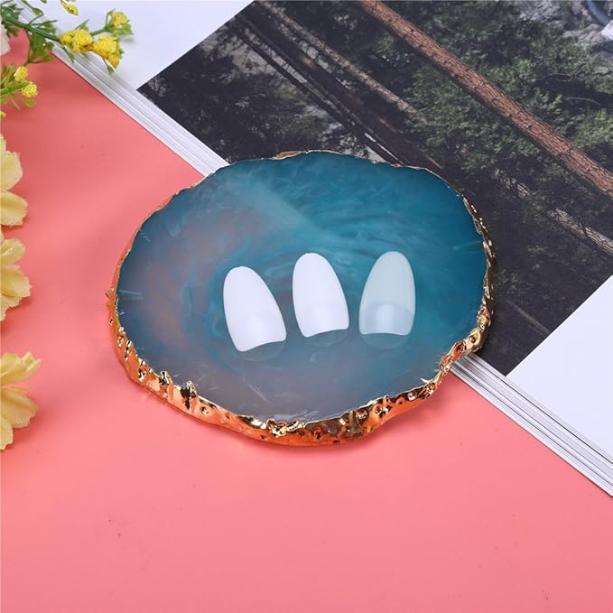Nail Art Palette, Natural Resin Stone Nail Art Palette for Painting Placing Things Making Nail(Blue)
