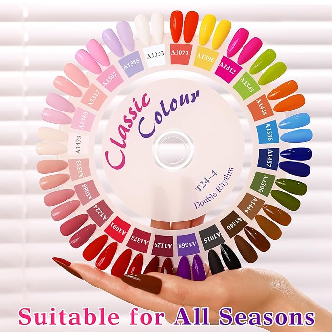 Double Rhythm 28Pcs 0.5Oz Gel Nail Polish Set Same Color Same Bottle Soak Off Gel Polish Kit Nail Art Manicure Salon DIY at Home for Women (Red Pink Collection-T24-4)