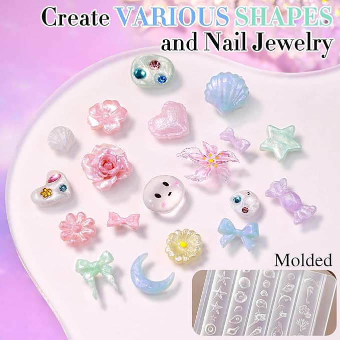 Double Rhythm 3D Nail Gel Pearl Solid Sculpting Gel for Nail Art Non-Sticky Hard for Building Carving Molding Extension Soak Off UV/LED Nail Art Salon Home DIY 0.5 Oz (Nude-Silk 02)