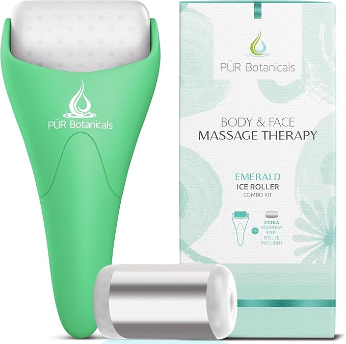 Ice Roller for Face & Eye Puffiness Relief 2 in 1 Set - Therapeutic Facial Massager for Beauty - Cooling Face Rollers for Women - Tone & Tighten Your Damaged Skin - Reduce Wrinkles