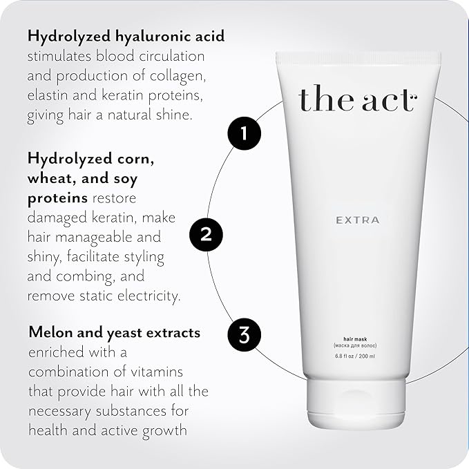 Extra Nourishing Hair Mask with Argan Oil, Coconut Oil, Hyaluronic Acid - Intense Hydration, Repair for All Hair Types - Ideal for Curly and Damaged Hair - 6.8 Fl oz