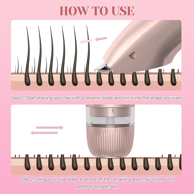 Bikini Trimmer for Women - 2025 New 2-in-1 Dual-Head Electric Shaver，Rechargeable Professional Painless Electric Razors, IPX7 Waterproof Body Hair Trimmer & Facial Hair Remover for Wet & Dry