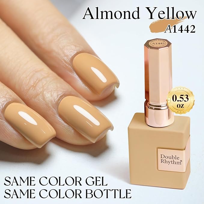 Double Rhythm 0.50 OZ Nude Gel Polish Same Color Same Bottle Sheer Pastel Neutral Natural Milky 15 ML Jelly UV Nail Art DIY at Home (Earth Beige-A1442)