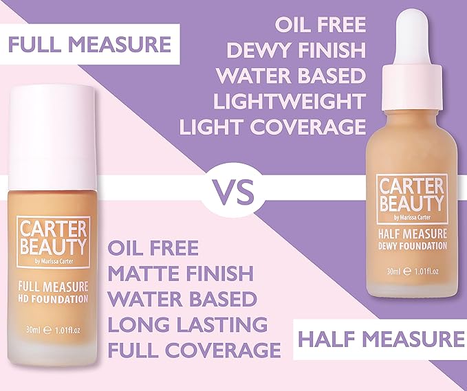 Carter Beauty By Marissa Carter Half Measure Dewy Foundation - Water-Based, Light-To-Medium Sheer Finish - Vegan And Cruelty Free, Paraben And Sulfate Free - Vanilla Fudge - 1.01 OZ