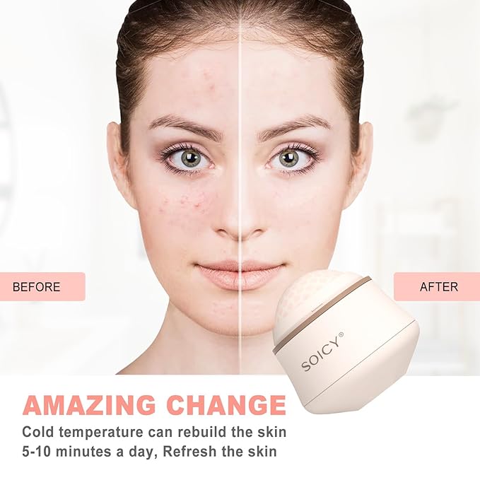 Leeshine Ice Roller Ball for Face and Eyes - Facial Skin Care Tools with a Large Roller and Carry Case Self Care Gift.Men Women (S50-Pink)