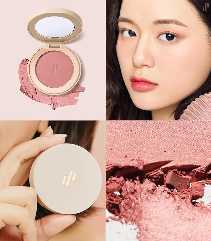 Heart Percent Dote on Mood Glow Blush, Smooth Radiant Color Luminous Shimmering Stain Finish Cheek Makeup Blush (03. Veil Nude)