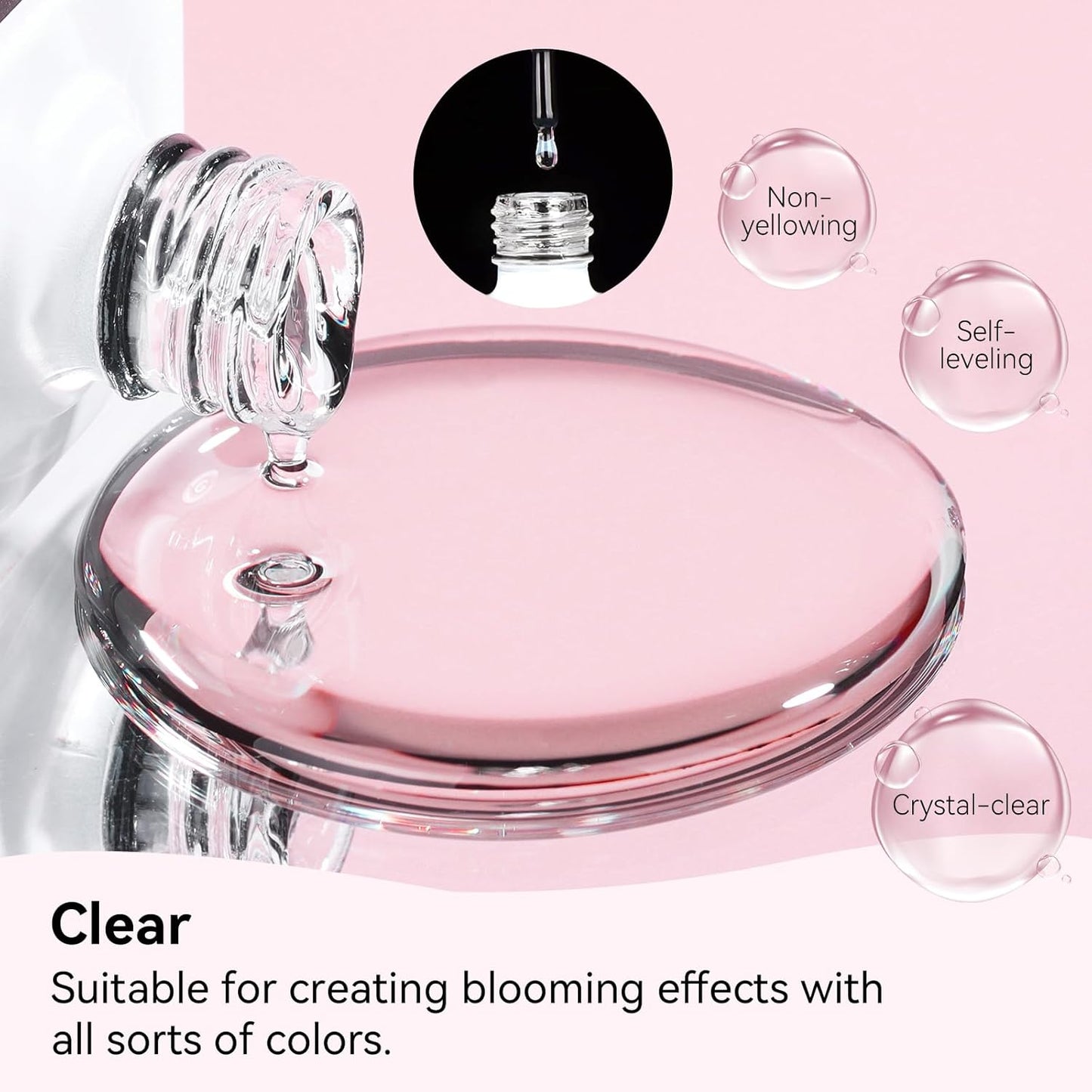 Makartt Blooming Gel-Clear 2 Pcs Marble Gels Nail Polish Blossom Gels for Spreading Effect,Gel Paint Nail Art Supplies for Watercolor Design,Floral Print, Nail Art Design DIY Manicure for Women