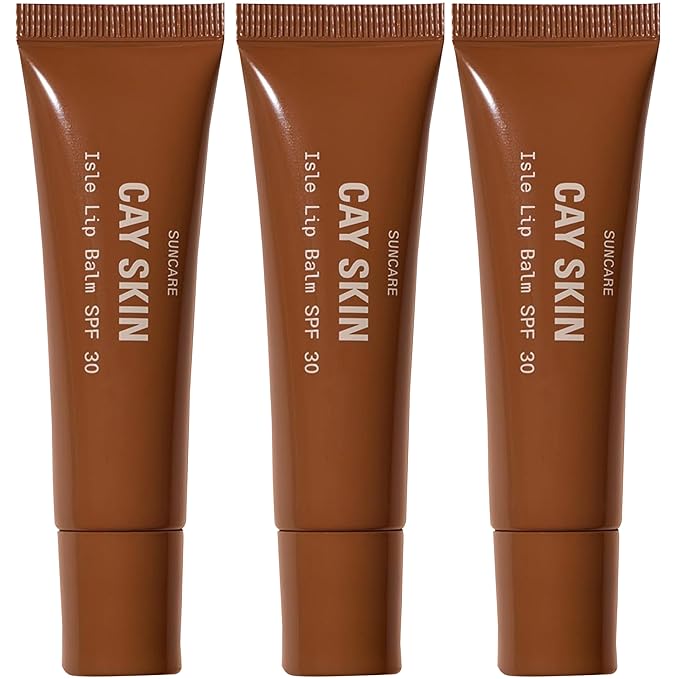 Cay Skin Isle Lip Balm SPF 30 – High Shine, Hydrating + Sheer Lip Gloss in Vanilla Brown Sugar Flavor – Formulated with Natural Ingredients for All Skin Tones – 3-Pack, Clear