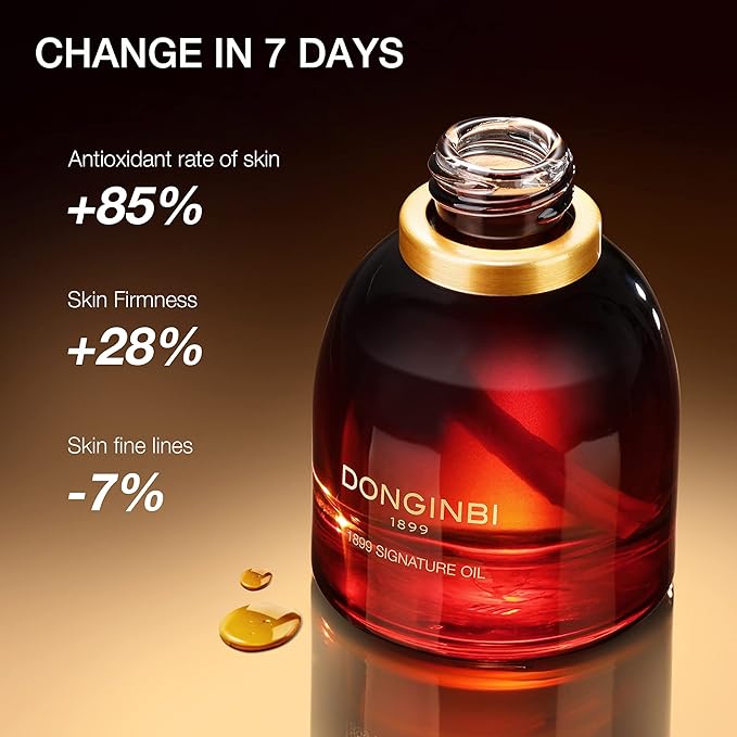 Donginbi 1899 Signature Oil - Skin Barrier Repair & Firming Face Oil for Women, Jojoba Seed Oil & Sweet Almond Oil for Sensitive Skin, Korean Red Ginseng Skin Care, 0.88 floz / 25ml