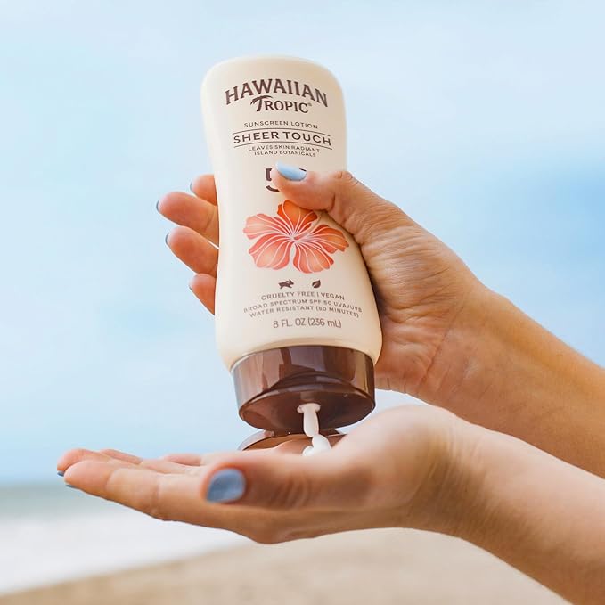 Hawaiian Tropic Sheer Touch Lotion Sunscreen SPF 70, 8oz | Broad Spectrum, Oxybenzone-Free, Sunblock Lotion, Hawaiian Tropic Sunscreen SPF 70, 8oz