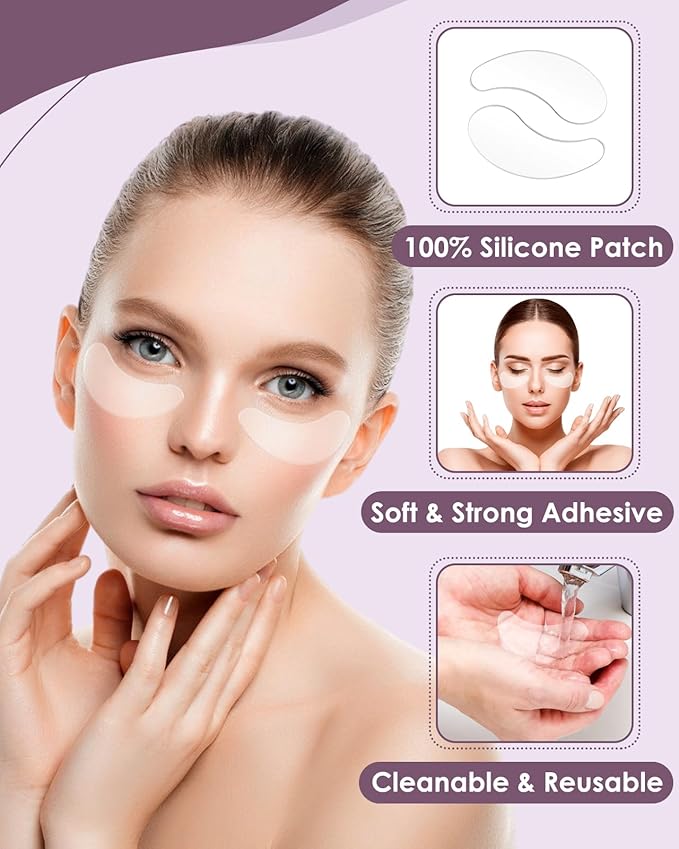 Reusable Anti-Wrinkle Patches Set, Reusable Silicone Patches Set, Forehead, Undereye and Smile Lines Repair