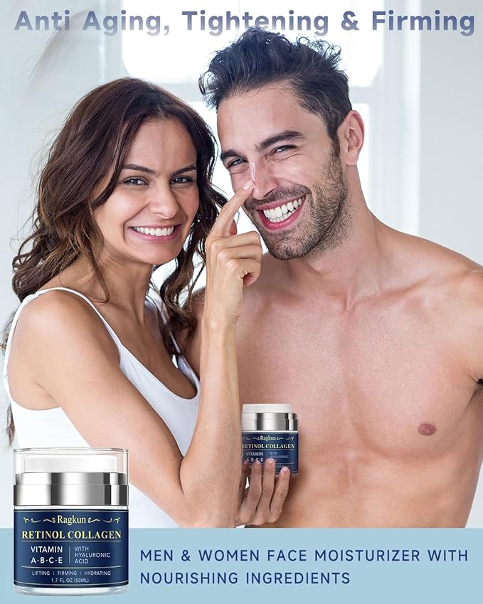 Retinol Cream for Face, Collagen Neck Creams for Tightening and Firming, Anti Aging Day & Night Facial Moisturizer for Women & Men, Instant Face Lift Wrinkle Cream 3.4 fl. oz.