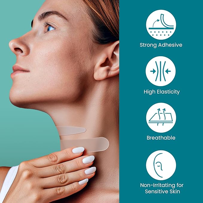 Advanced Wrinkle Patches 60ct Smile Line, Frown Line Wrinkle Patches for Facial Korean Skin Care Face Wrinkle Tape Invisible Overnight with Retinol & Collagen (Medium (Neck))