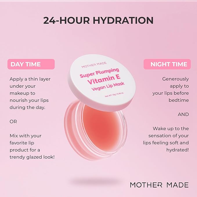 Natural Plumping Vitamin E Lip Mask 2EA | Hydrating Lip Moisturizer For Soft, Smooth, Plump Lips, Infused with Natural Oils, Organic Shea Butter, Collagen, Korean Skincare, Lip Gloss