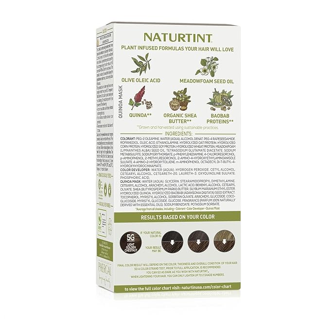 Naturtint 5G Light Golden Chestnut Permanent Hair Color (Pack of 6), Ammonia Free, Vegan, Cruelty Free, up to 100% Gray Coverage, Long Lasting Results (Packaging may vary)