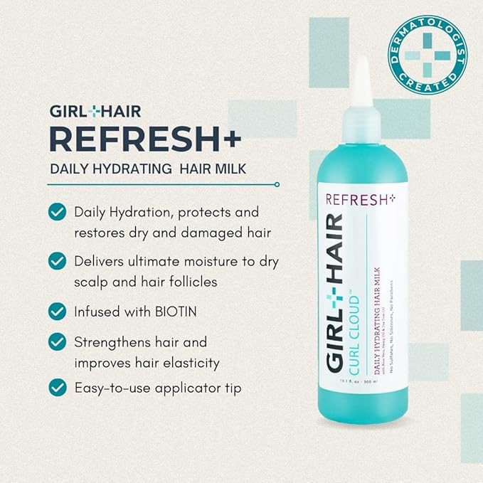 GIRL+HAIR Clear and Refresh Set, Refresh Plus Aloe Vera, Biotin, Apple Cider Vinegar Hair Rinse Removes Scalp Buildup, No Sulfates