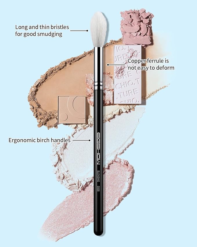 Eyeshadow Brush Fluffy Big Blending Brush Goat Bristles Soft Smugde for Powder Cream Liquid Eyeshadow for Eye Makeup Black (E838)